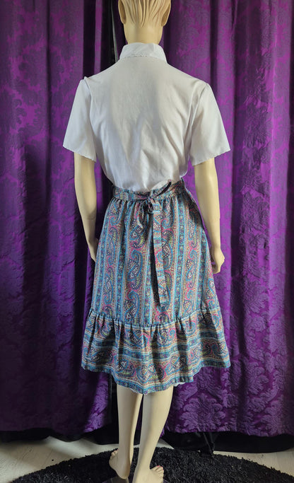 Vintage Paisley Ruffled Cotton Wrap Skirt