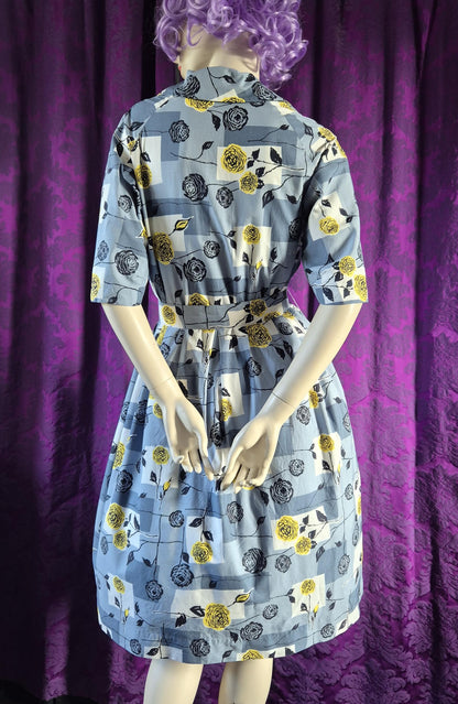 Cotton rose print 1950s shirtwaist dress by Wendy the Heart of Fashion