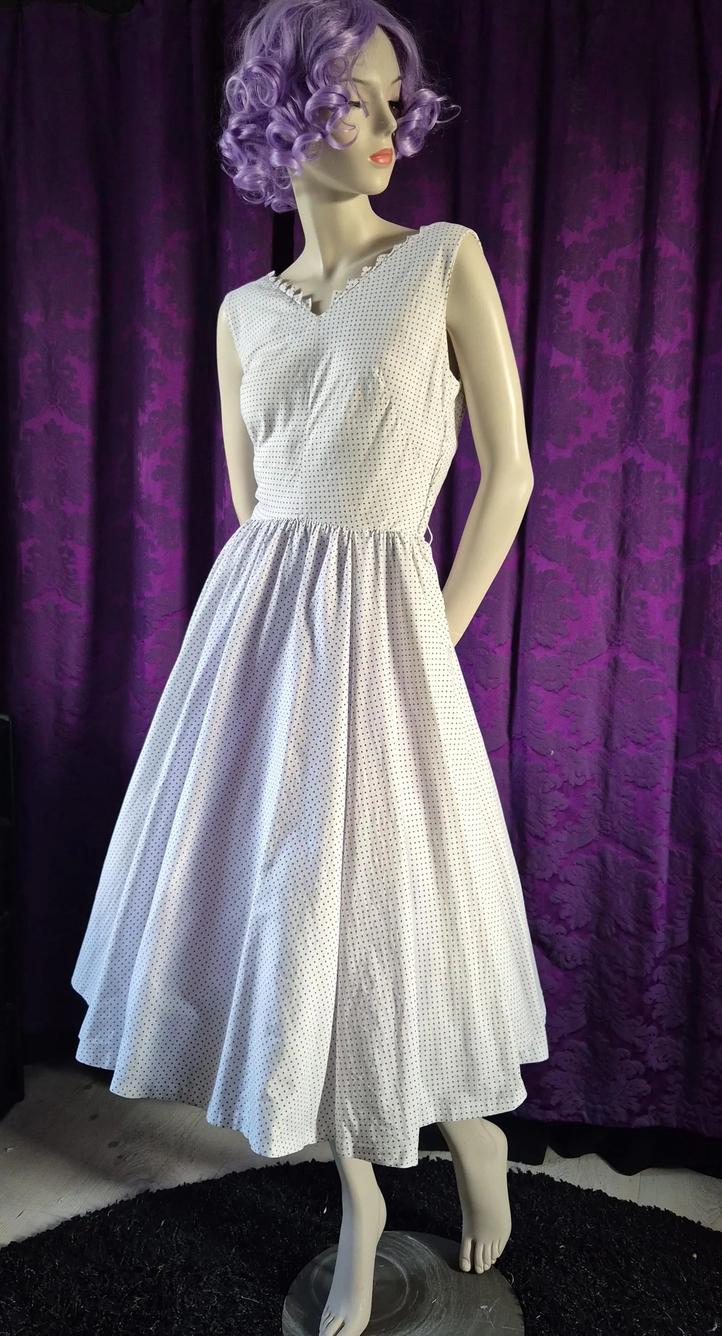 Cotton Spotted 1950s Circle Skirt Dress