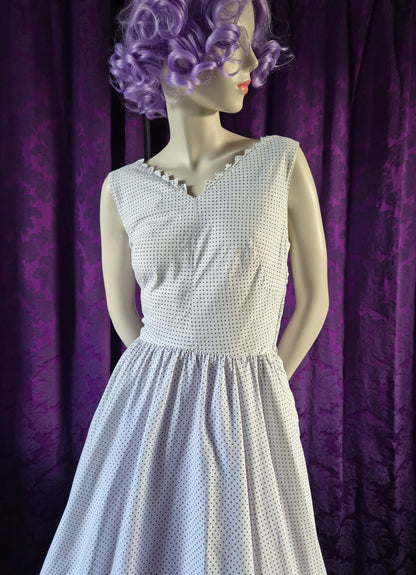 Cotton Spotted 1950s Circle Skirt Dress