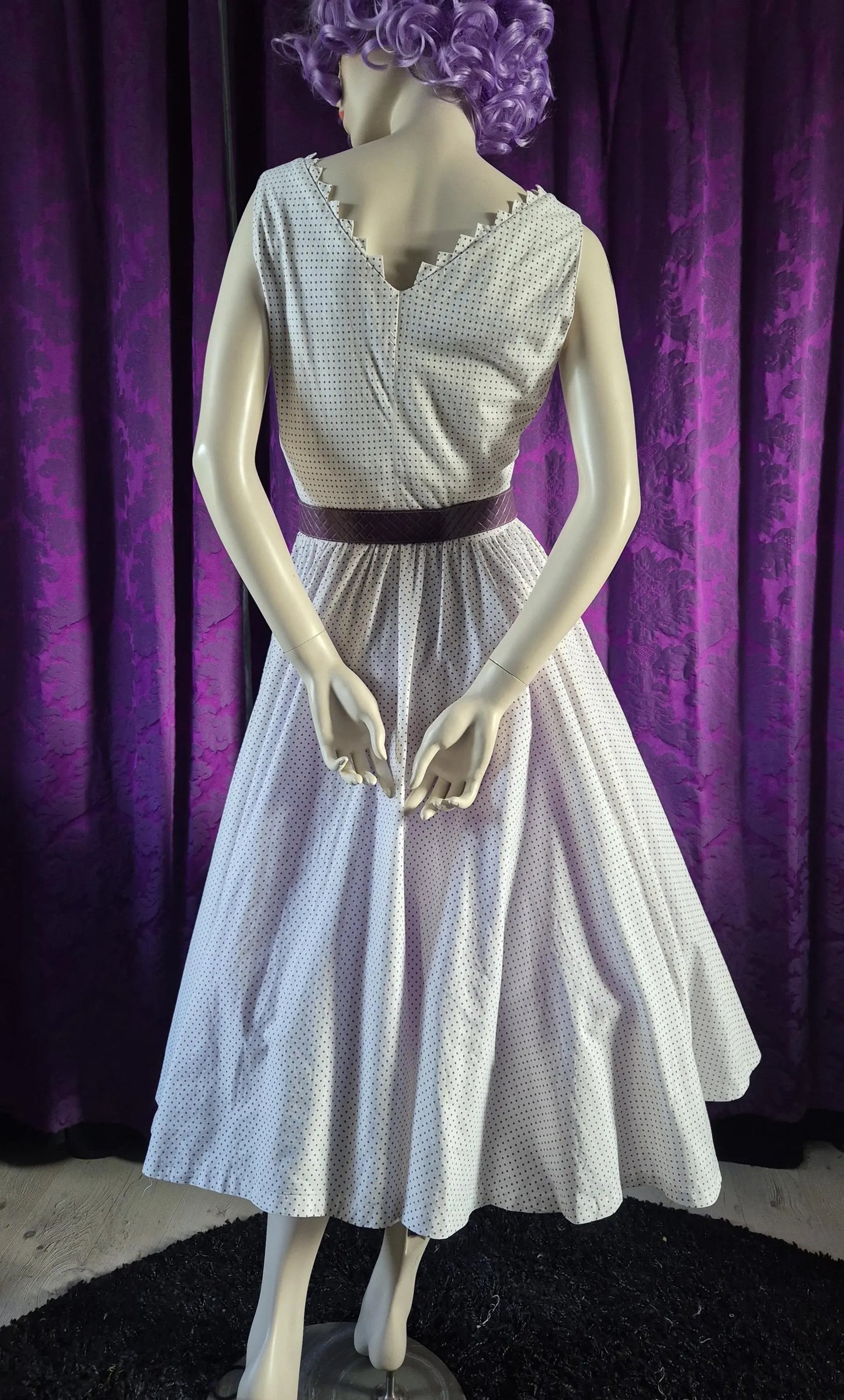 Cotton Spotted 1950s Circle Skirt Dress