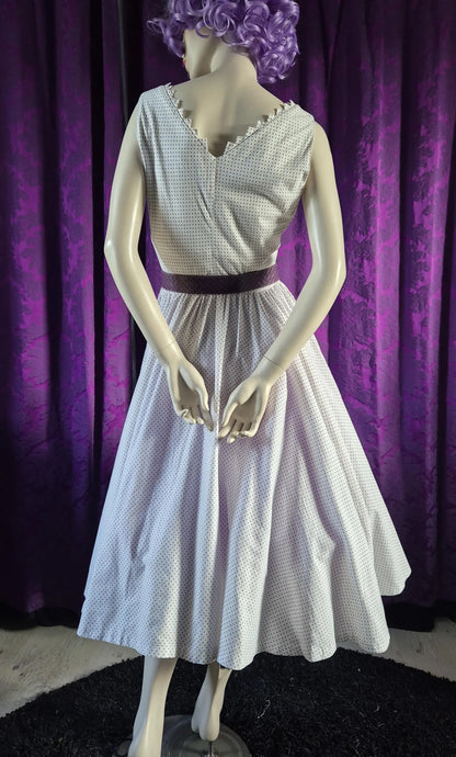 Cotton Spotted 1950s Circle Skirt Dress