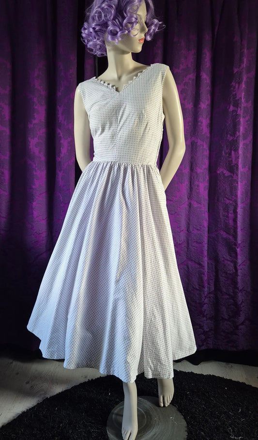 Cotton Spotted 1950s Circle Skirt Dress
