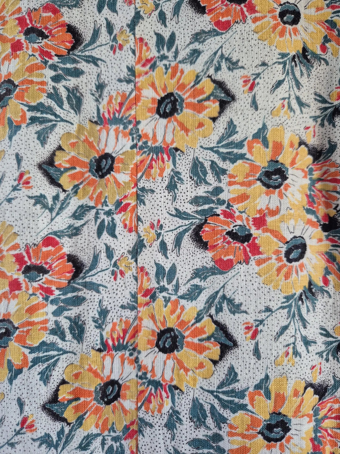 Vintage 1940s Yellow Floral Cotton Day Dress