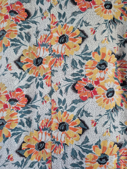 Vintage 1940s Yellow Floral Cotton Day Dress