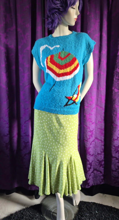 Vintage Beach Umbrella Seaside Scene Knit by Gino Baraldi