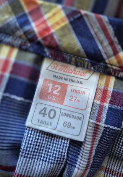 Vintage 1970s Checked Full Skirt with Pockets