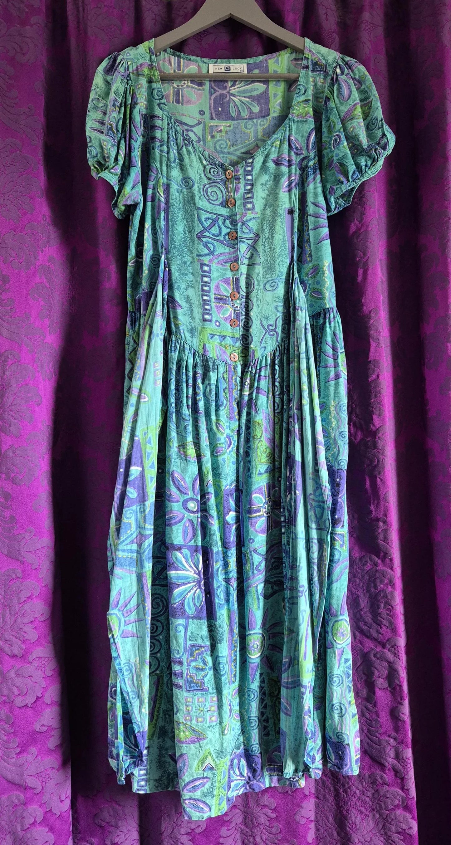 Vintage 1980s Cotton Print "Bo-Peep" Dress