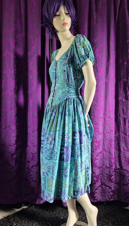 Vintage 1980s Cotton Print "Bo-Peep" Dress