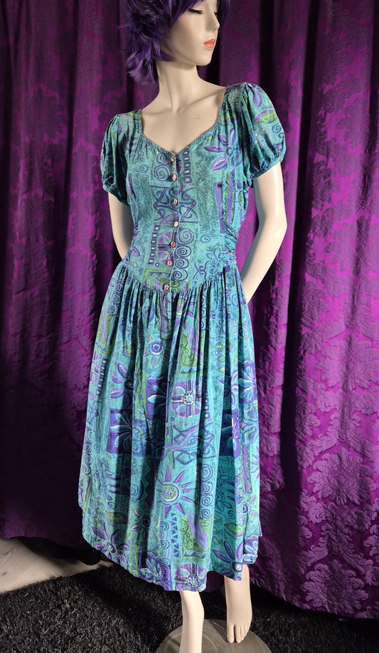 Vintage 1980s Cotton Print "Bo-Peep" Dress