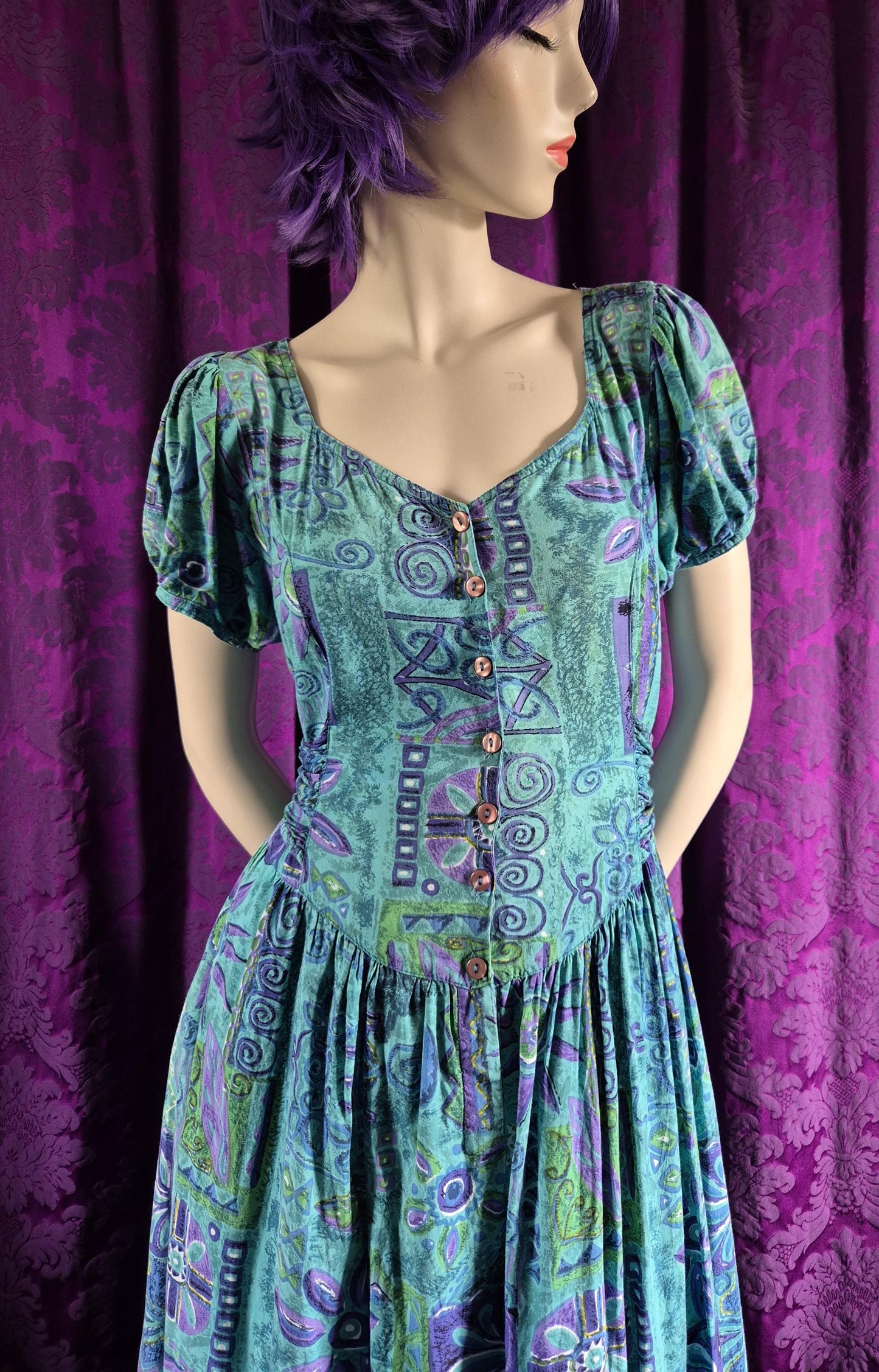 Vintage 1980s Cotton Print "Bo-Peep" Dress