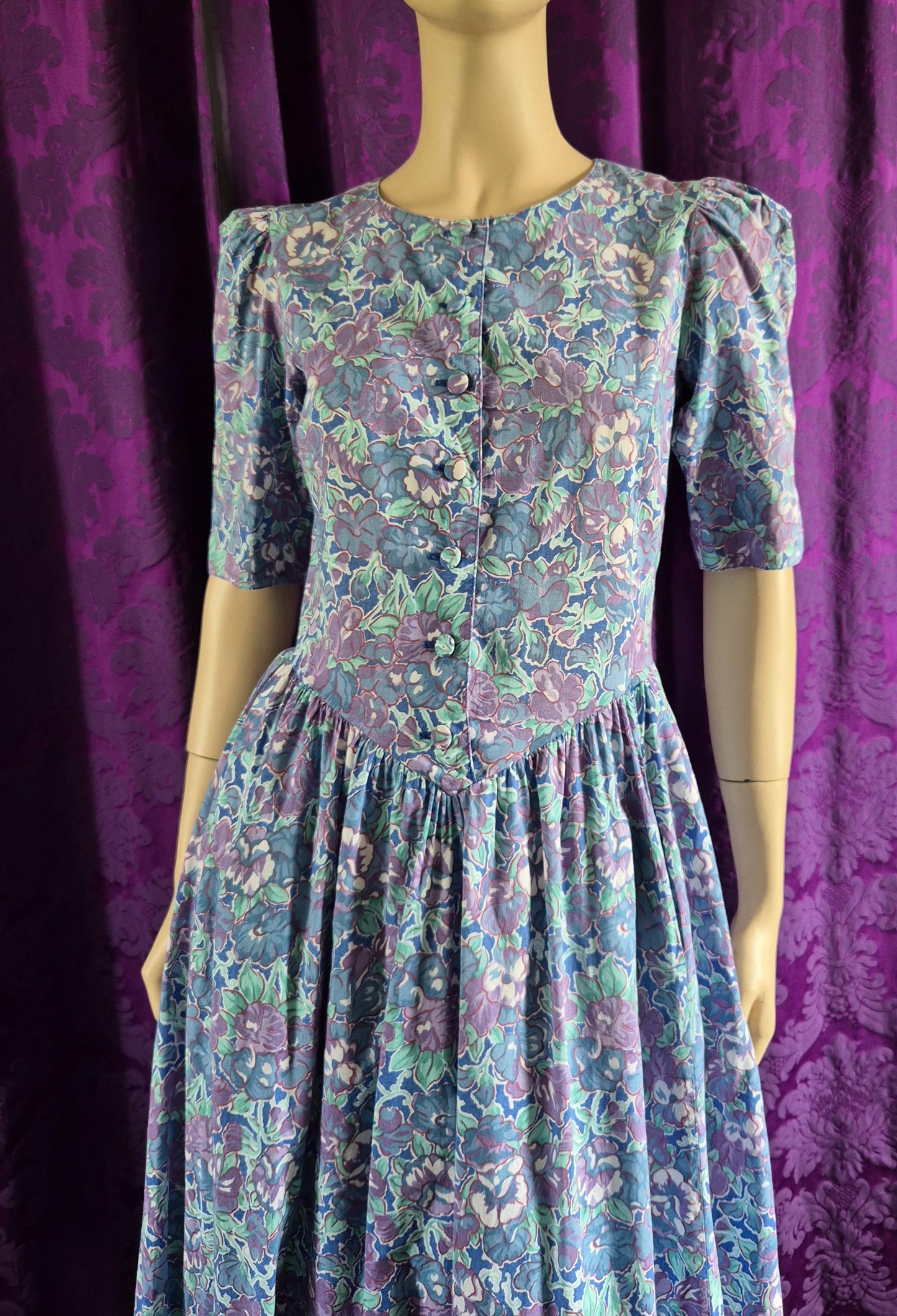 Vintage 1980s Cotton Floral Dress