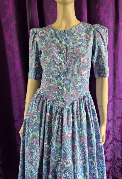 Vintage 1980s Cotton Floral Dress