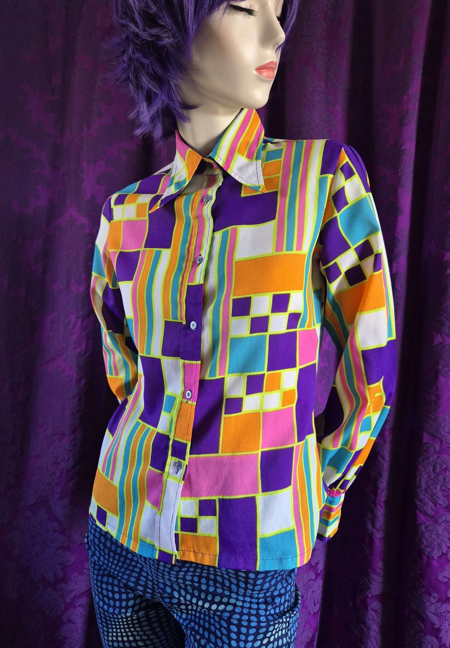 Vintage 1970s Psychedelic Geometric Print Shirt