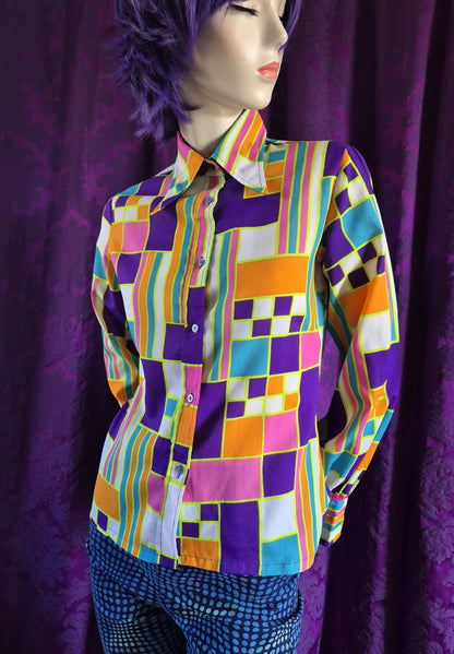 Vintage 1970s Psychedelic Geometric Print Shirt