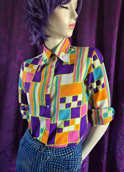 Vintage 1970s Psychedelic Geometric Print Shirt