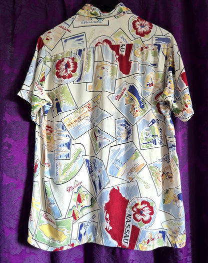 Vintage 1950s Tropiclads Bahamas Men's Shop Aloha Shirt