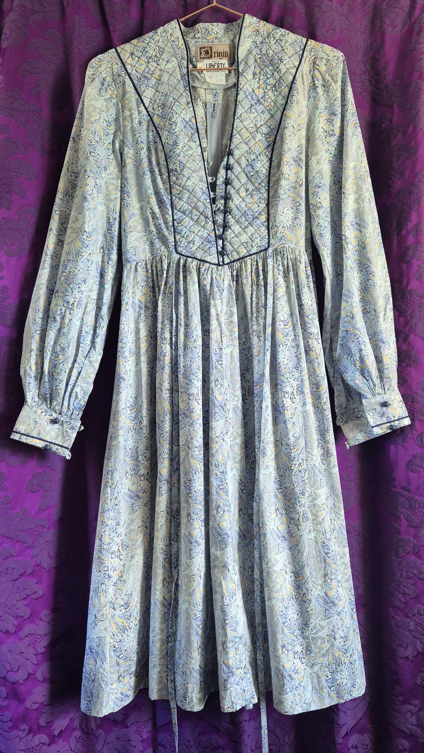 Vintage 1970s Origin for Liberty of London Cotton Print Smock Dress
