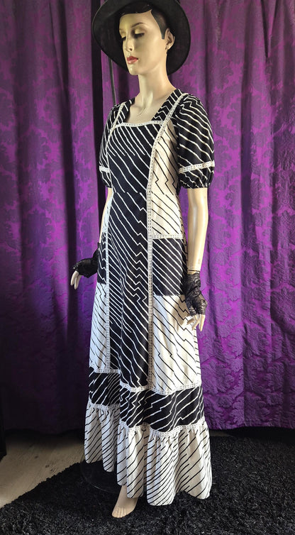 Vintage 1970s Kaisu Heikkilä Oy Cotton Stripe Maxi Dress