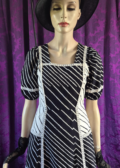 Vintage 1970s Kaisu Heikkilä Oy Cotton Stripe Maxi Dress