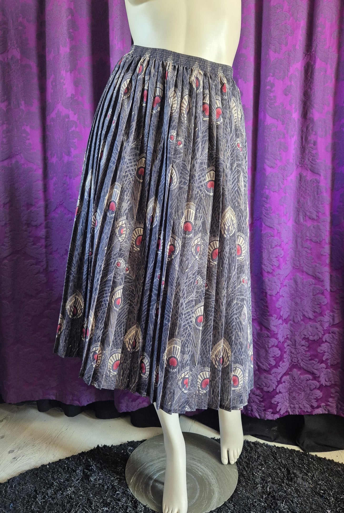 Liberty of London Hera Peacock Wool Pleated Skirt