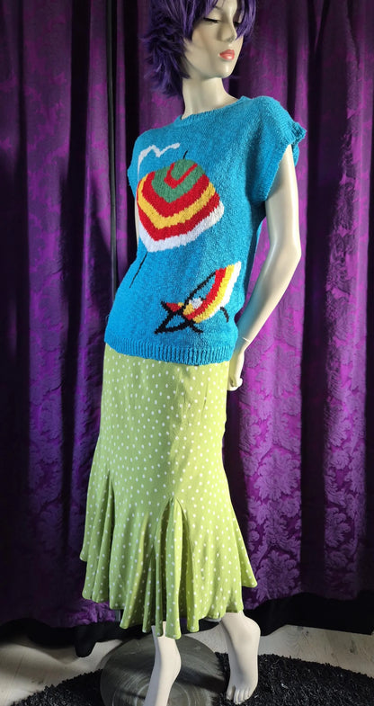 Vintage Beach Umbrella Seaside Scene Knit by Gino Baraldi