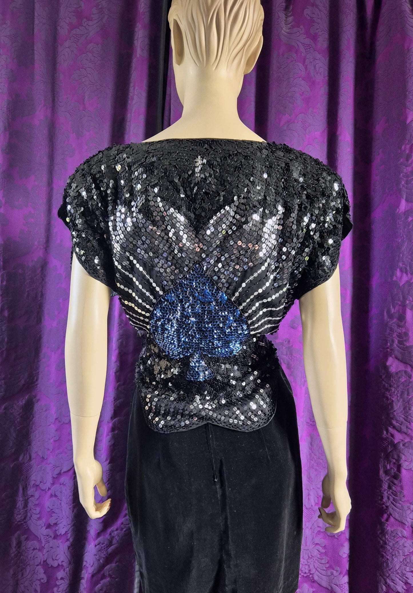 Vintage 1980s Sequin Spade Butterfly Top
