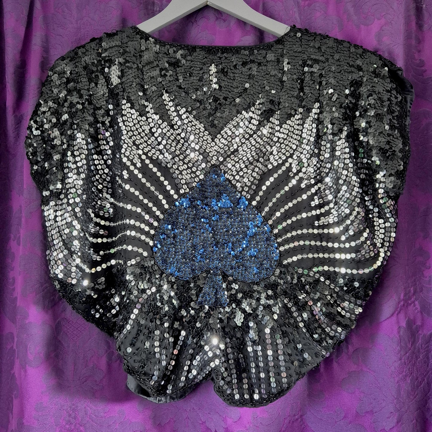 Vintage 1980s Sequin Spade Butterfly Top