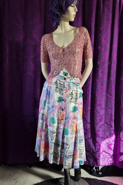 Vintage 1990s Betsey Johnson New York Pink Crocheted Cardigan