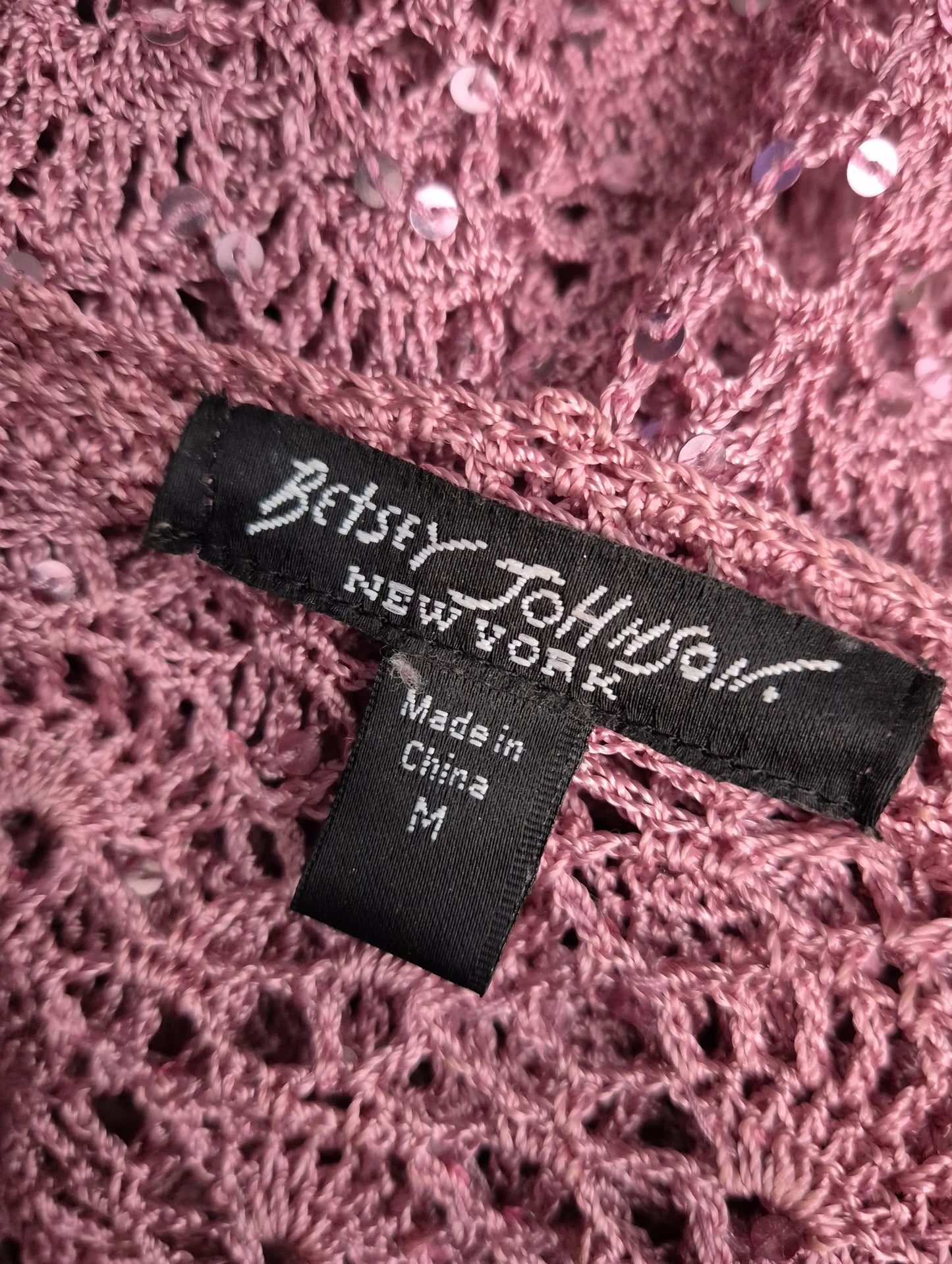 Vintage 1990s Betsey Johnson New York Pink Crocheted Cardigan