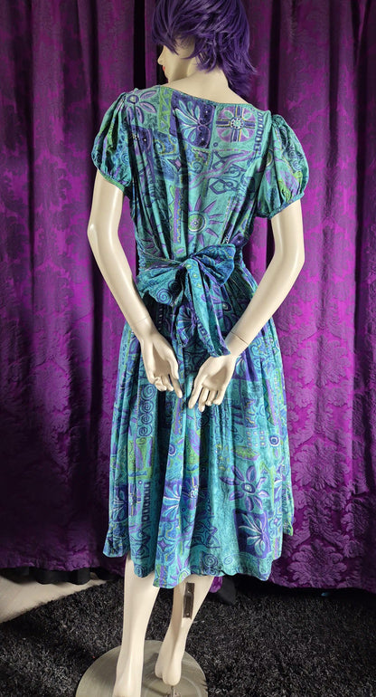 Vintage 1980s Cotton Print "Bo-Peep" Dress