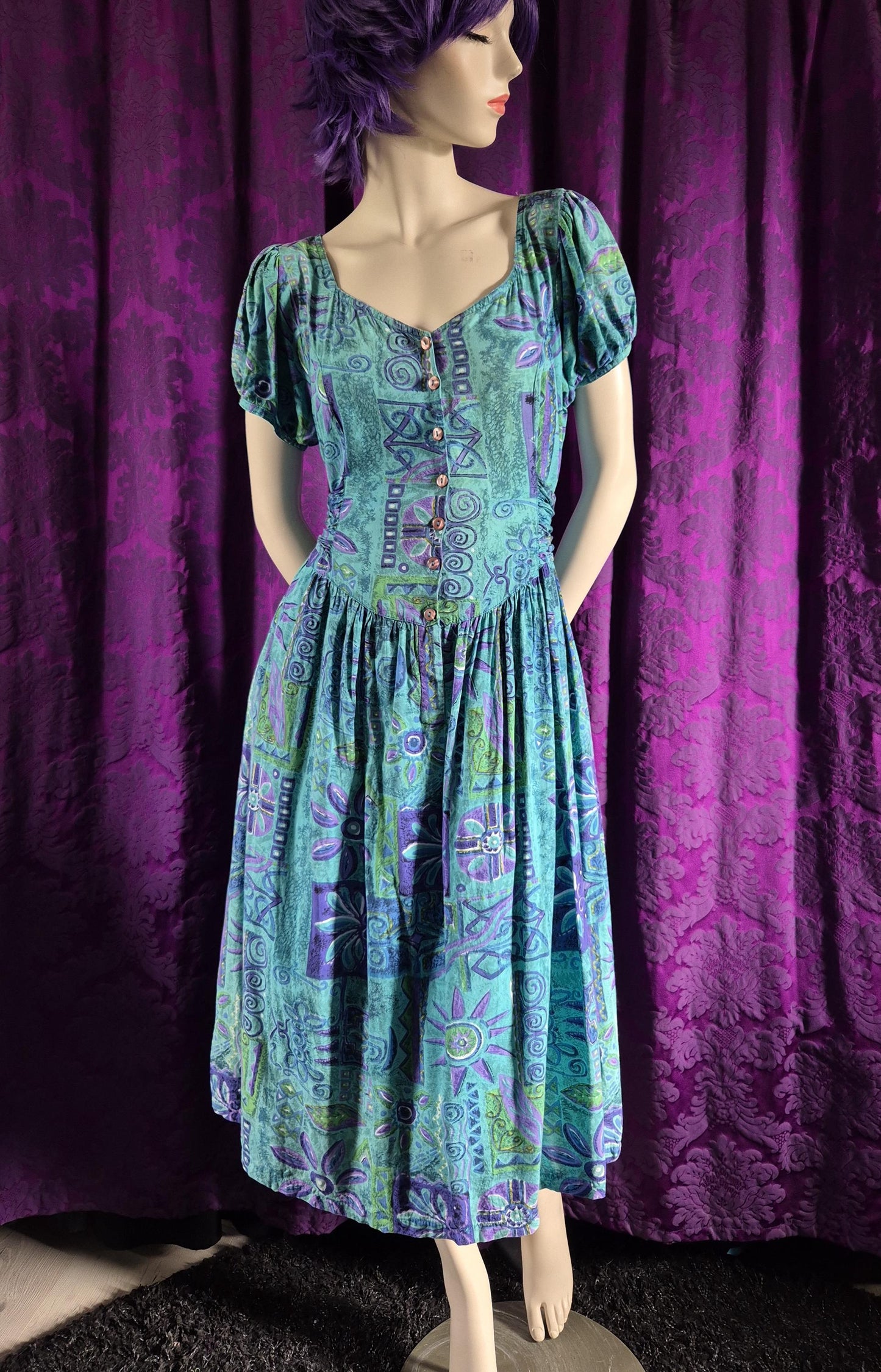 Vintage 1980s Cotton Print "Bo-Peep" Dress
