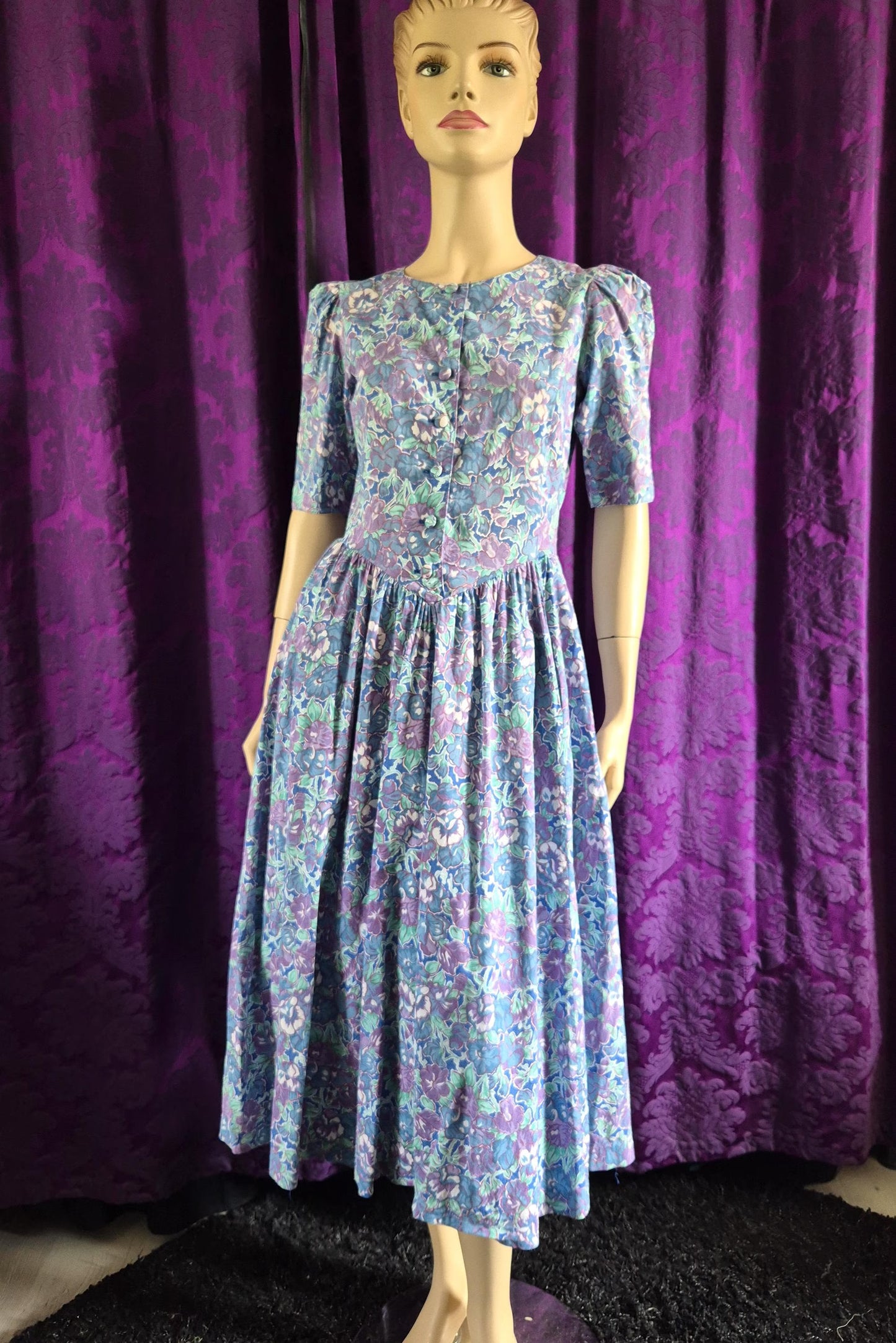 Vintage 1980s Cotton Floral Dress