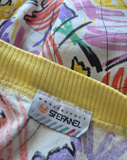 Vintage 1980s Crayon Print Cotton Dress