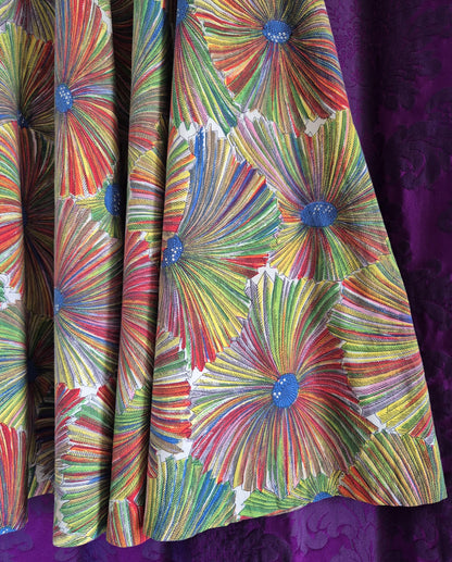 Vintage Rainbow Floral Cotton Circle Skirt