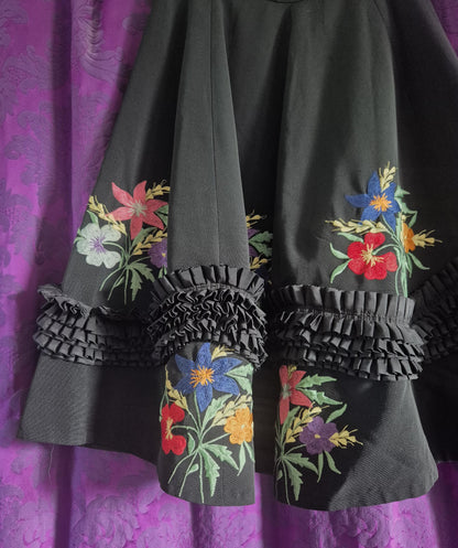 Vintage 1950s Embroidered Ruffled Folkloric Circle Skirt