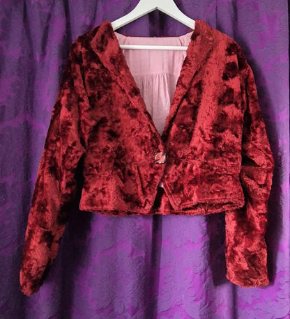Vintage 1960s Red Plush Velvet Jacket