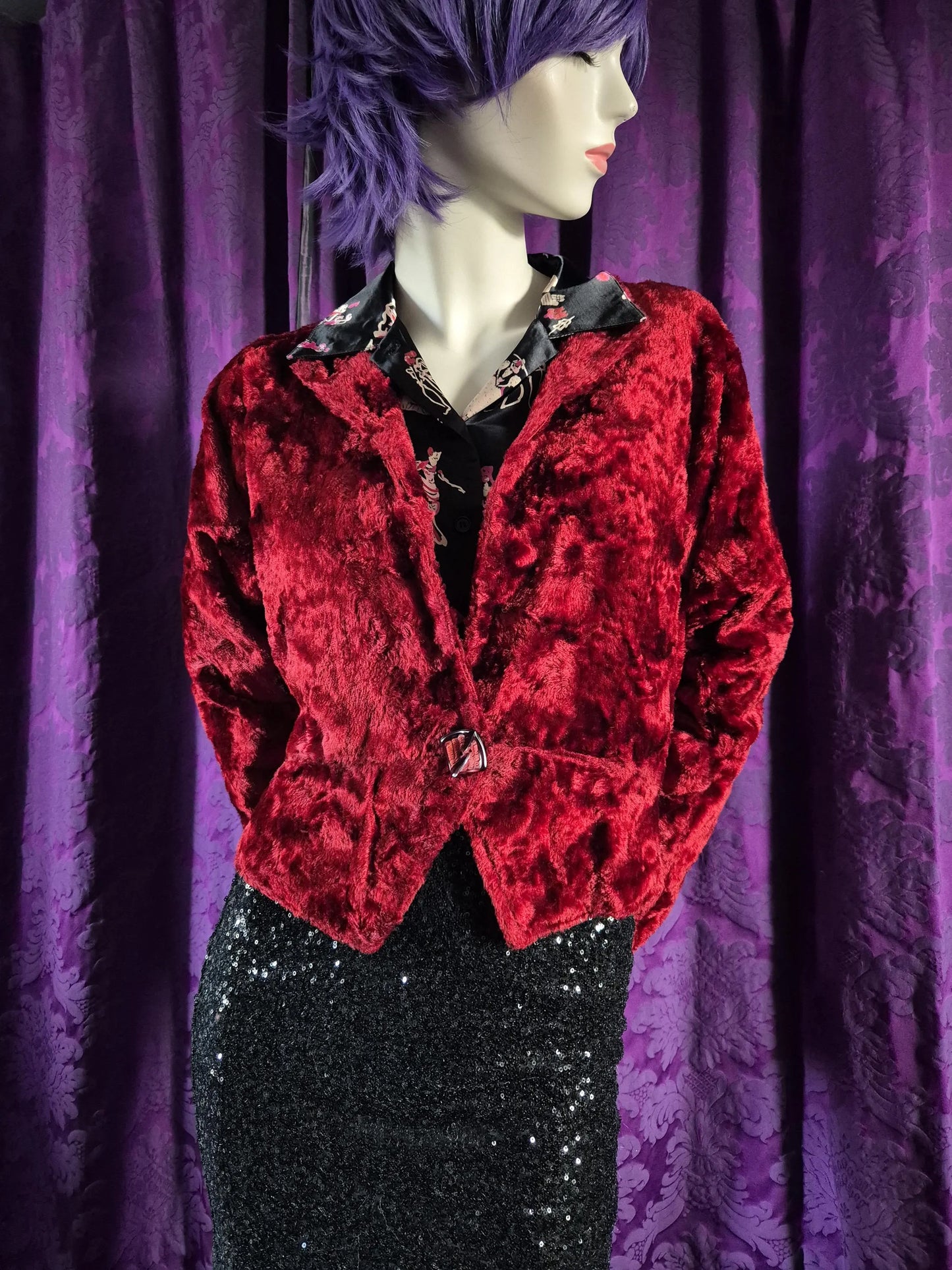 Vintage 1960s Red Plush Velvet Jacket