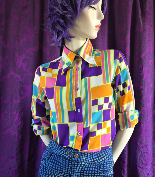 Vintage 1970s Psychedelic Geometric Print Shirt