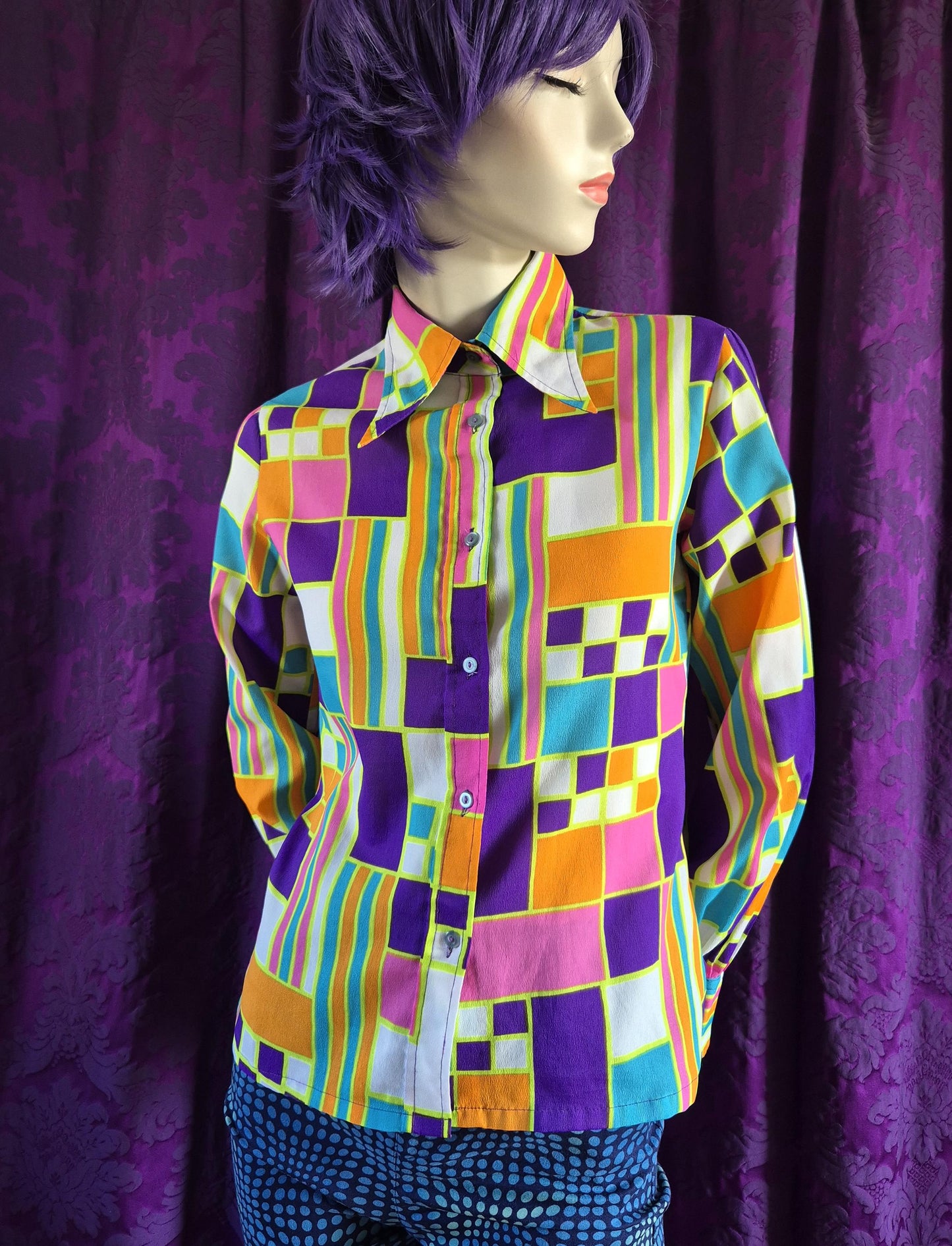 Vintage 1970s Psychedelic Geometric Print Shirt