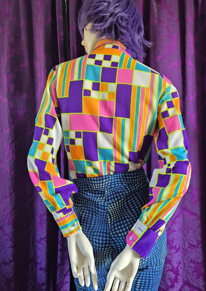 Vintage 1970s Psychedelic Geometric Print Shirt