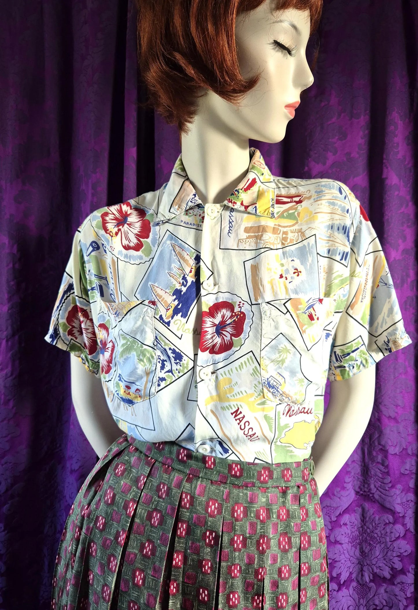 Vintage 1950s Tropiclads Bahamas Men's Shop Aloha Shirt