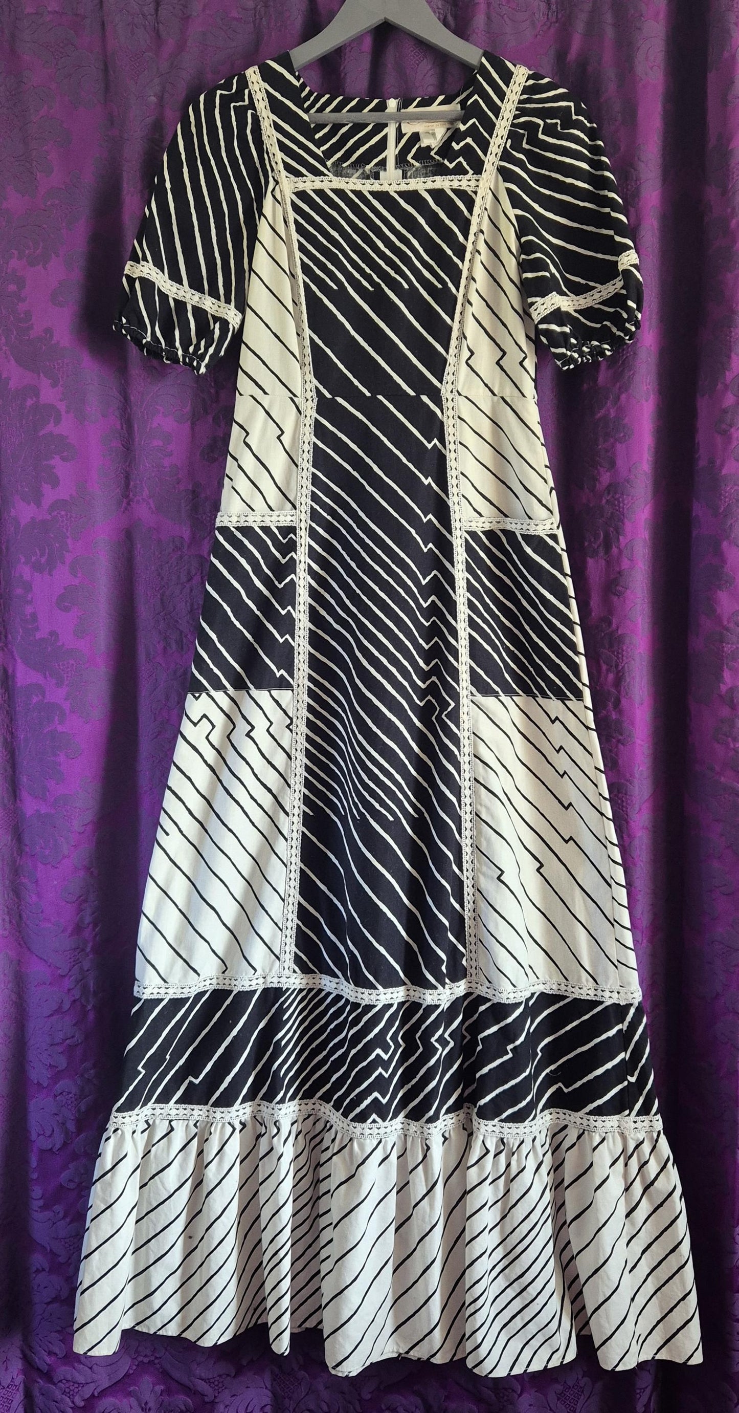 Vintage 1970s Kaisu Heikkilä Oy Cotton Stripe Maxi Dress