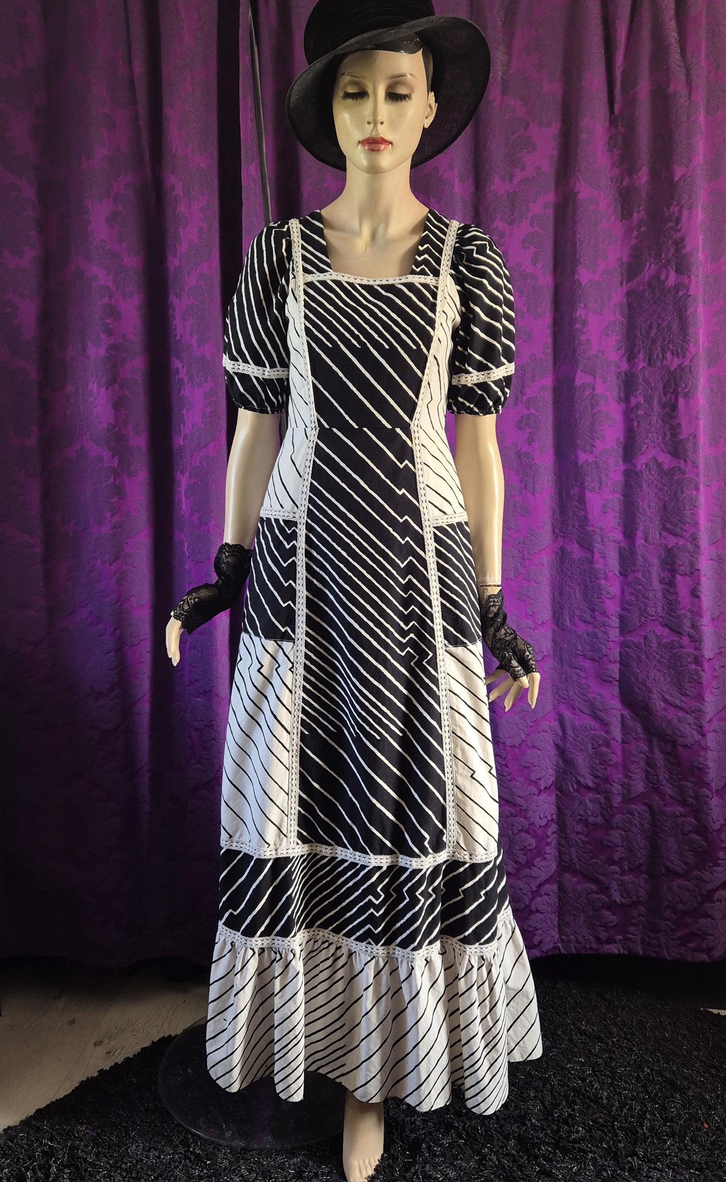 Vintage 1970s Kaisu Heikkilä Oy Cotton Stripe Maxi Dress