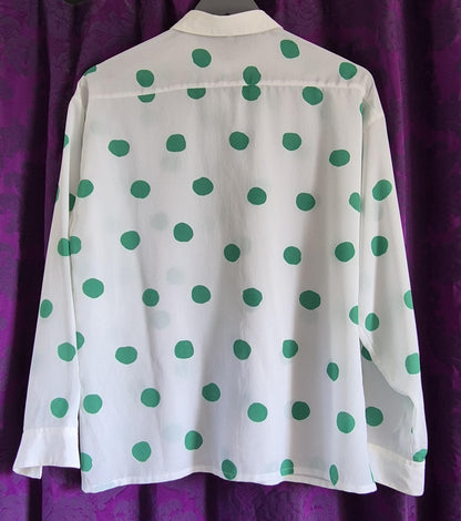 Vintage Green Polka Dots Rodier Paris Blouse