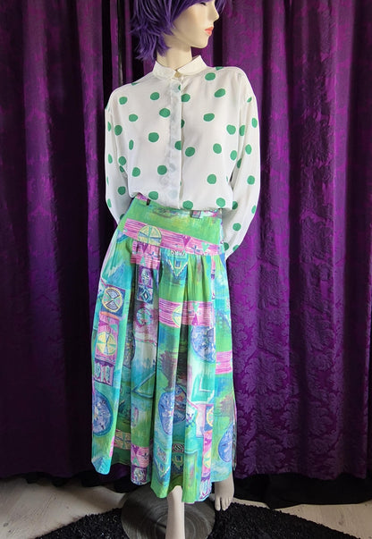 Vintage Green Polka Dots Rodier Paris Blouse