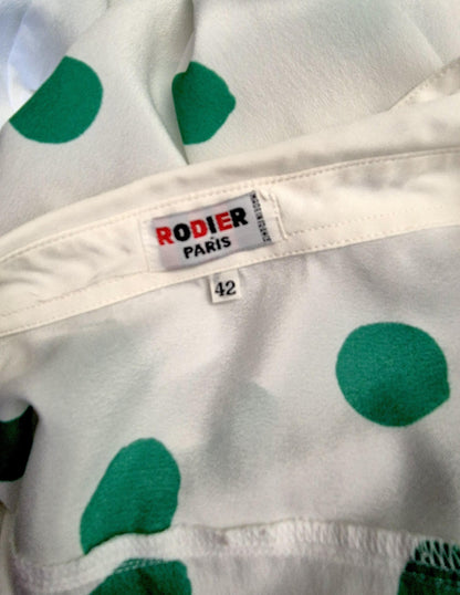 Vintage Green Polka Dots Rodier Paris Blouse