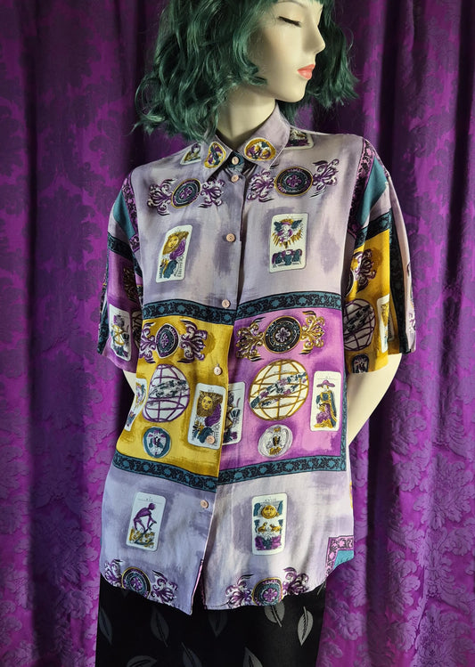 Vintage 1990s Tarot Celestial Theme Blouse