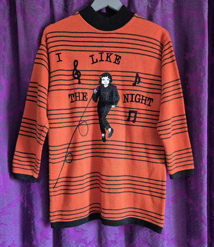 Vintage Novelty "I Like the Night" Jumper with Appliqué Cabaret Singer