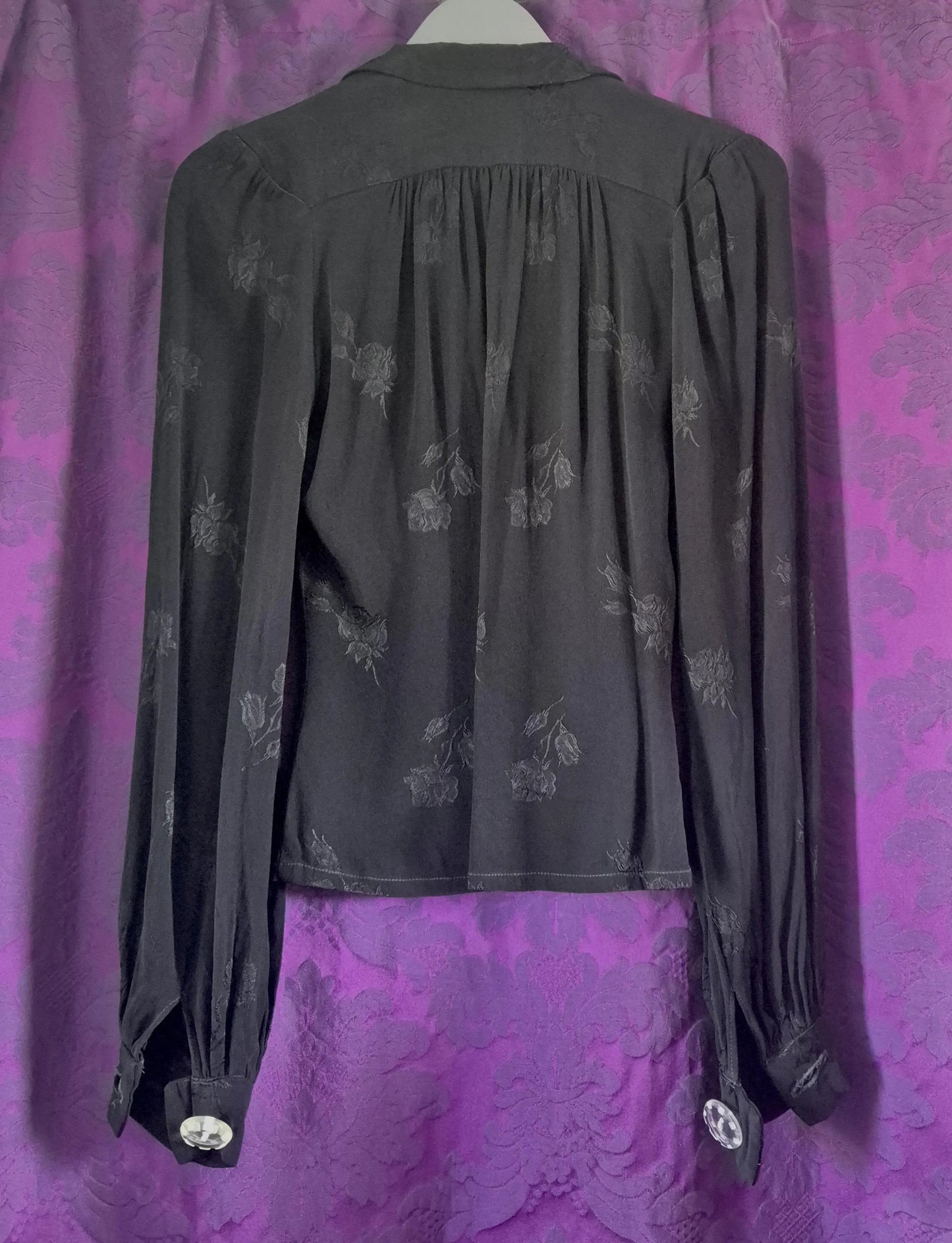 Vintage 1970s Chrisallis London jacquard blouse with statement lucite buttons